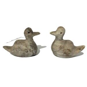 Hand Carved Quartz Granite Ducks Lot Of 2 (2.75 in X 3.25 in) No Chips!